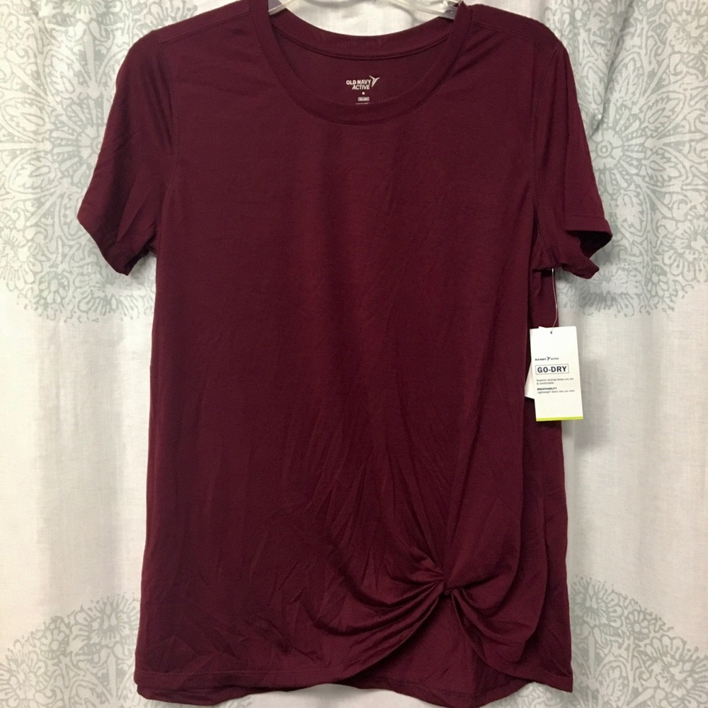Old Navy go-dry maroon side knot active shirt
